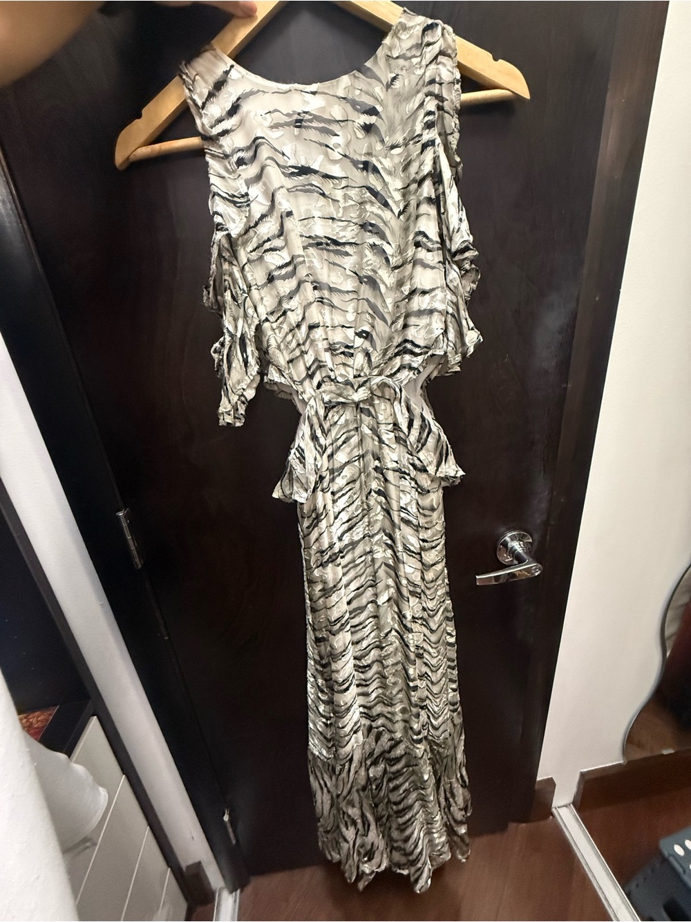 Topshop Cream and Black Zebra-Print Maxi Dress